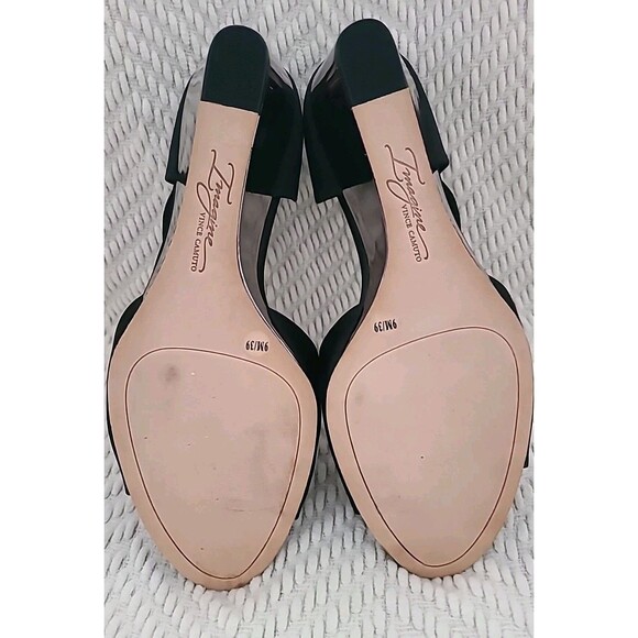 NWOB Imagine by Vince Camuto Jefre Black Satin Crossover Wedge Sandals  Sz 9/39 - Picture 6 of 7